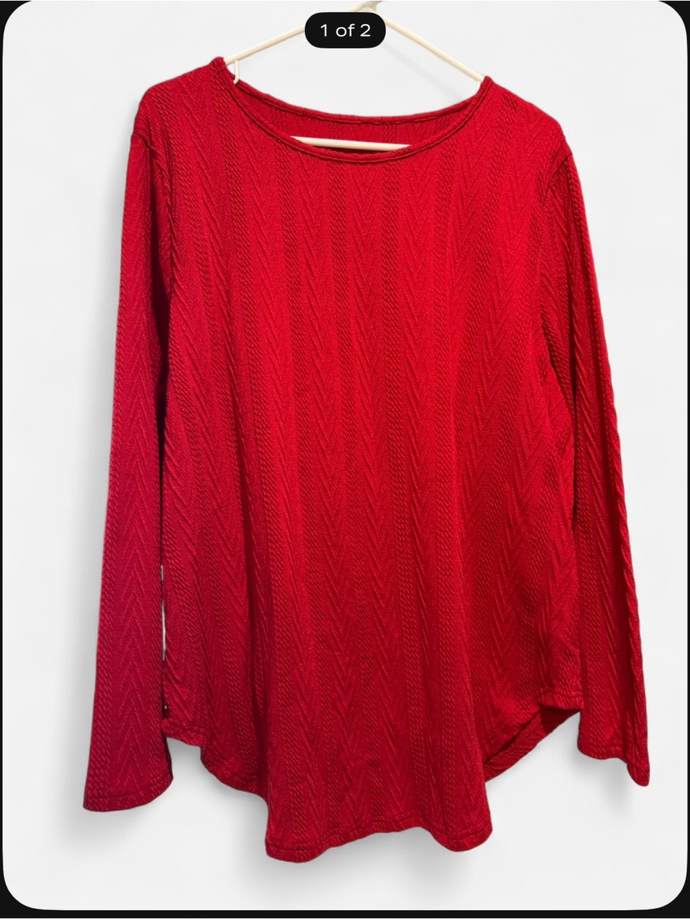 Red Long-Sleeve Women's Knit Top